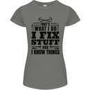 I Fix Stuff Funny Electrician Sparky DIY Womens Petite Cut T-Shirt Charcoal