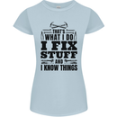 I Fix Stuff Funny Electrician Sparky DIY Womens Petite Cut T-Shirt Light Blue