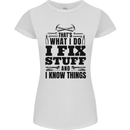 I Fix Stuff Funny Electrician Sparky DIY Womens Petite Cut T-Shirt White