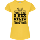 I Fix Stuff Funny Electrician Sparky DIY Womens Petite Cut T-Shirt Yellow