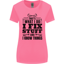 I Fix Stuff Funny Electrician Sparky DIY Womens Wider Cut T-Shirt Azalea