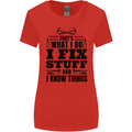 I Fix Stuff Funny Electrician Sparky DIY Womens Wider Cut T-Shirt Red