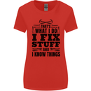 I Fix Stuff Funny Electrician Sparky DIY Womens Wider Cut T-Shirt Red
