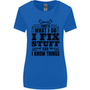 I Fix Stuff Funny Electrician Sparky DIY Womens Wider Cut T-Shirt Royal Blue