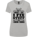 I Fix Stuff Funny Electrician Sparky DIY Womens Wider Cut T-Shirt Sports Grey