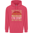 I Fix Stuff Funny Electrician Sparky Mechanic Childrens Kids Hoodie Heliconia