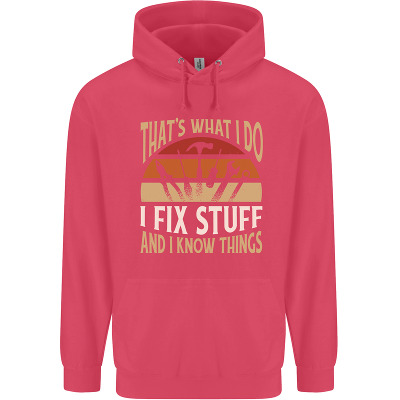I Fix Stuff Funny Electrician Sparky Mechanic Childrens Kids Hoodie Heliconia