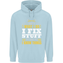 I Fix Stuff Funny Electrician Sparky Mechanic Childrens Kids Hoodie Light Blue