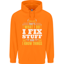 I Fix Stuff Funny Electrician Sparky Mechanic Childrens Kids Hoodie Orange