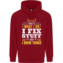 I Fix Stuff Funny Electrician Sparky Mechanic Childrens Kids Hoodie Red