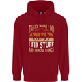 I Fix Stuff Funny Electrician Sparky Mechanic Childrens Kids Hoodie Red