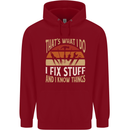 I Fix Stuff Funny Electrician Sparky Mechanic Childrens Kids Hoodie Red