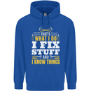 I Fix Stuff Funny Electrician Sparky Mechanic Childrens Kids Hoodie Royal Blue