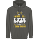 I Fix Stuff Funny Electrician Sparky Mechanic Childrens Kids Hoodie Storm Grey