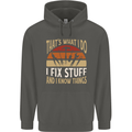 I Fix Stuff Funny Electrician Sparky Mechanic Childrens Kids Hoodie Storm Grey