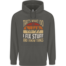 I Fix Stuff Funny Electrician Sparky Mechanic Childrens Kids Hoodie Storm Grey
