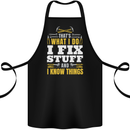 I Fix Stuff Funny Electrician Sparky Mechanic Cotton Apron 100% Organic Black