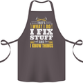I Fix Stuff Funny Electrician Sparky Mechanic Cotton Apron 100% Organic Dark Grey