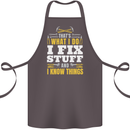 I Fix Stuff Funny Electrician Sparky Mechanic Cotton Apron 100% Organic Dark Grey
