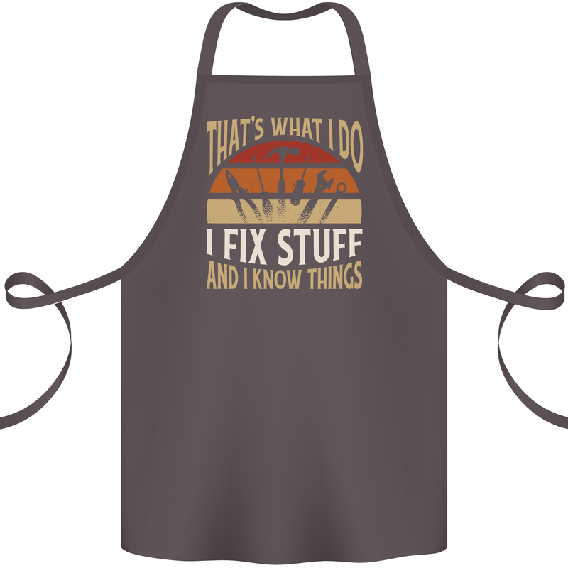 I Fix Stuff Funny Electrician Sparky Mechanic Cotton Apron 100% Organic Dark Grey