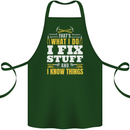 I Fix Stuff Funny Electrician Sparky Mechanic Cotton Apron 100% Organic Forest Green
