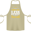 I Fix Stuff Funny Electrician Sparky Mechanic Cotton Apron 100% Organic Khaki