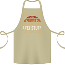I Fix Stuff Funny Electrician Sparky Mechanic Cotton Apron 100% Organic Khaki