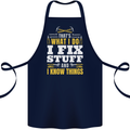 I Fix Stuff Funny Electrician Sparky Mechanic Cotton Apron 100% Organic Navy Blue