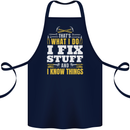 I Fix Stuff Funny Electrician Sparky Mechanic Cotton Apron 100% Organic Navy Blue
