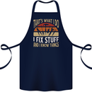 I Fix Stuff Funny Electrician Sparky Mechanic Cotton Apron 100% Organic Navy Blue