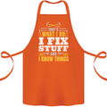 I Fix Stuff Funny Electrician Sparky Mechanic Cotton Apron 100% Organic Orange