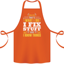 I Fix Stuff Funny Electrician Sparky Mechanic Cotton Apron 100% Organic Orange