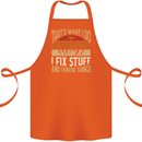 I Fix Stuff Funny Electrician Sparky Mechanic Cotton Apron 100% Organic Orange