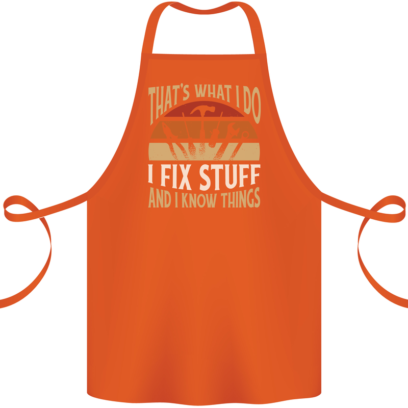 I Fix Stuff Funny Electrician Sparky Mechanic Cotton Apron 100% Organic Orange