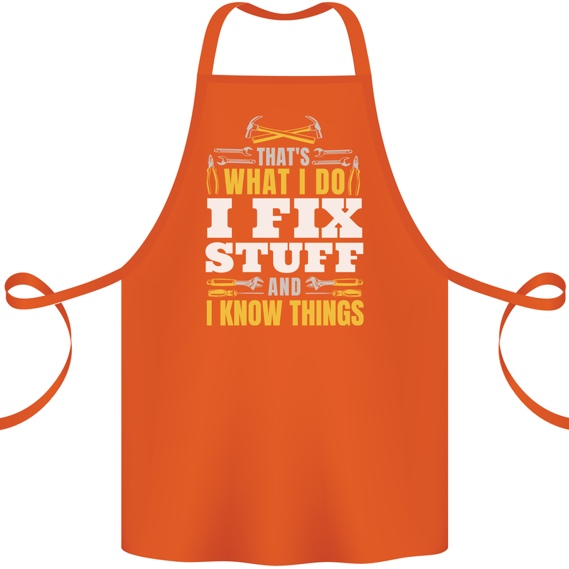 I Fix Stuff Funny Electrician Sparky Mechanic Cotton Apron 100% Organic Orange
