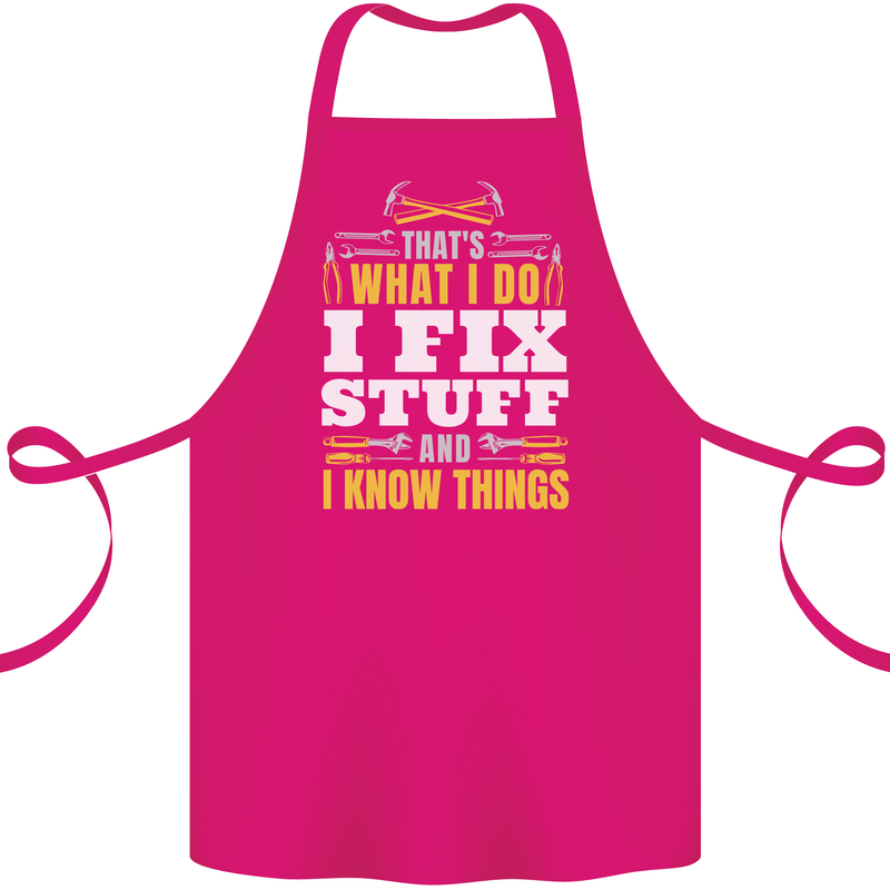 I Fix Stuff Funny Electrician Sparky Mechanic Cotton Apron 100% Organic Pink