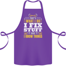 I Fix Stuff Funny Electrician Sparky Mechanic Cotton Apron 100% Organic Purple