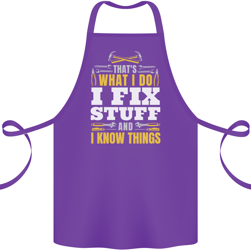I Fix Stuff Funny Electrician Sparky Mechanic Cotton Apron 100% Organic Purple