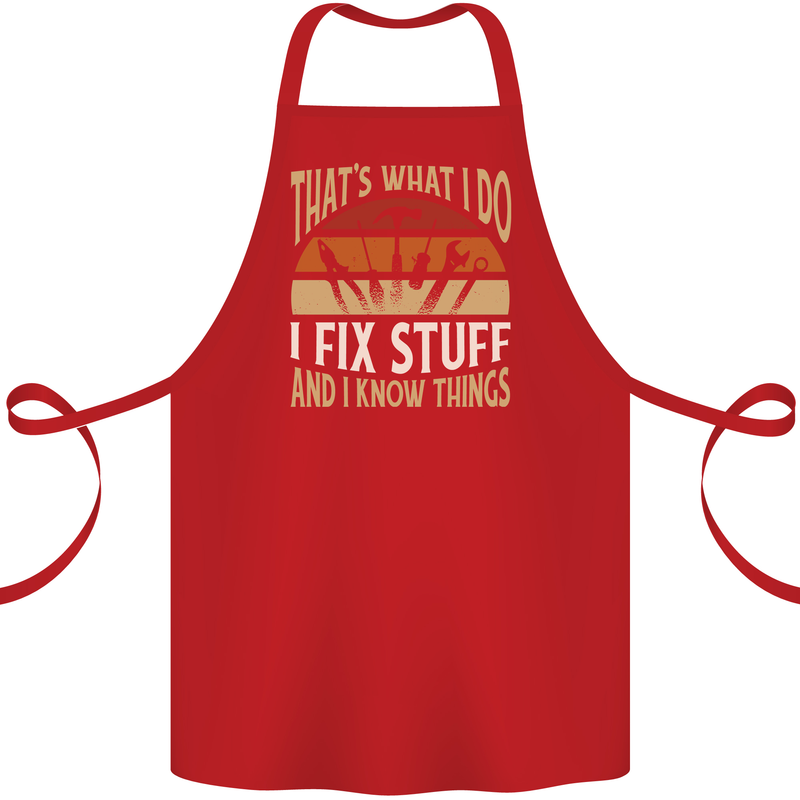I Fix Stuff Funny Electrician Sparky Mechanic Cotton Apron 100% Organic Red
