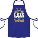I Fix Stuff Funny Electrician Sparky Mechanic Cotton Apron 100% Organic Royal Blue