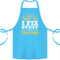 I Fix Stuff Funny Electrician Sparky Mechanic Cotton Apron 100% Organic Turquoise