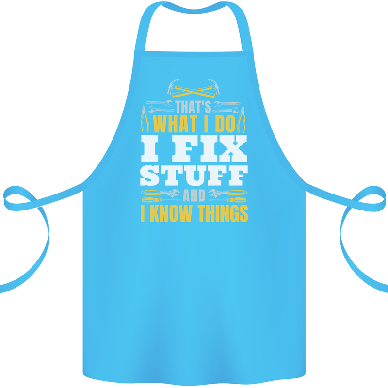 I Fix Stuff Funny Electrician Sparky Mechanic Cotton Apron 100% Organic Turquoise