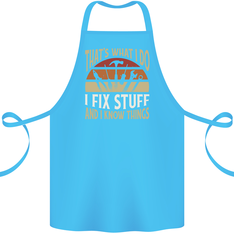 I Fix Stuff Funny Electrician Sparky Mechanic Cotton Apron 100% Organic Turquoise