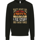 I Fix Stuff Funny Electrician Sparky Mechanic Kids Sweatshirt Jumper Black