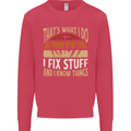 I Fix Stuff Funny Electrician Sparky Mechanic Kids Sweatshirt Jumper Heliconia