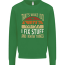 I Fix Stuff Funny Electrician Sparky Mechanic Kids Sweatshirt Jumper Irish Green
