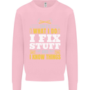 I Fix Stuff Funny Electrician Sparky Mechanic Kids Sweatshirt Jumper Light Pink