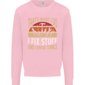 I Fix Stuff Funny Electrician Sparky Mechanic Kids Sweatshirt Jumper Light Pink