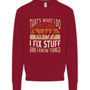 I Fix Stuff Funny Electrician Sparky Mechanic Kids Sweatshirt Jumper Red