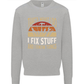 I Fix Stuff Funny Electrician Sparky Mechanic Kids Sweatshirt Jumper Sports Grey